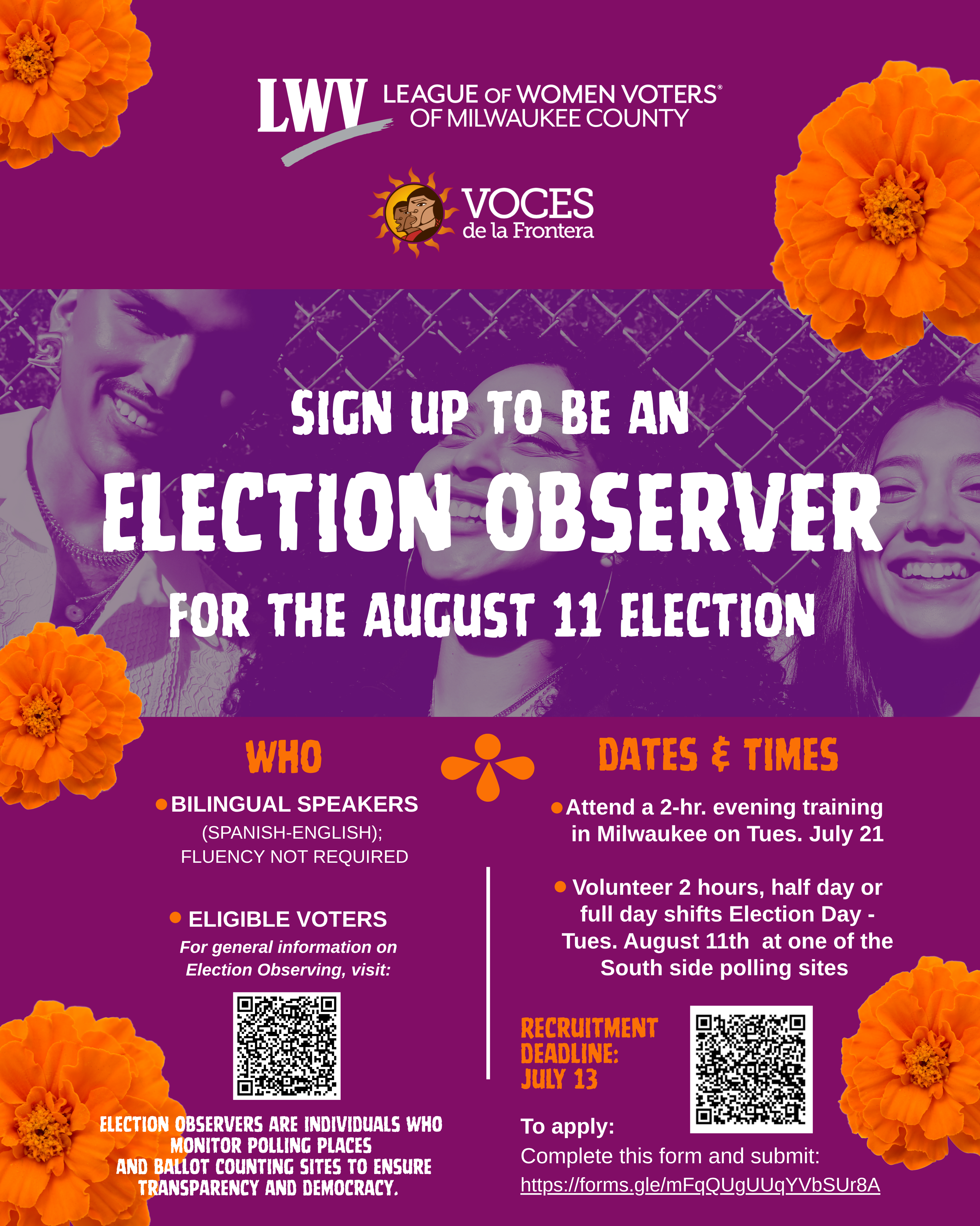 Election Observer Sign Up Flyer Fall 2026