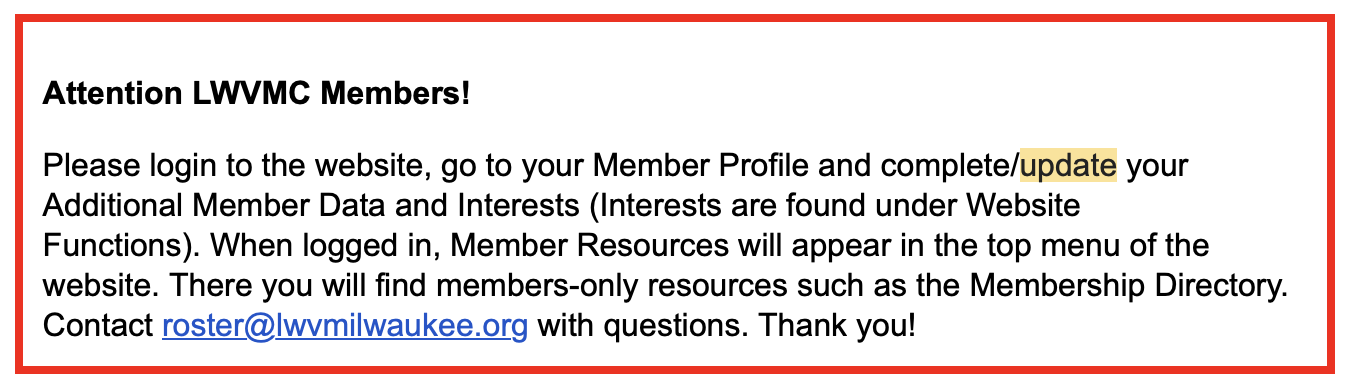 Member profile reminder 2