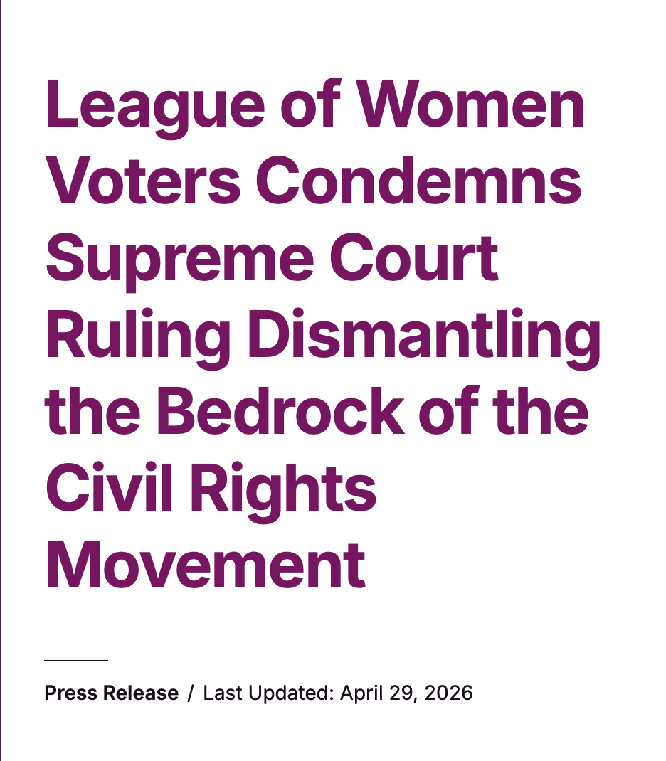LWVUS Condemns Supreme Court VRA Ruling