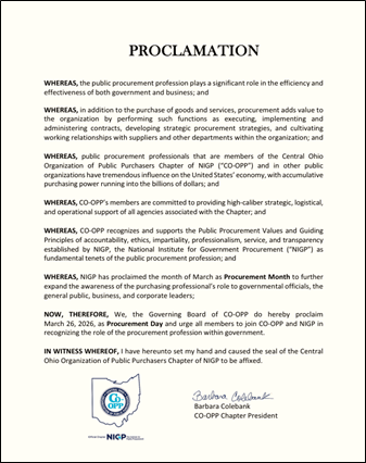 2026 CO-OPP Procurement Day Proclamation