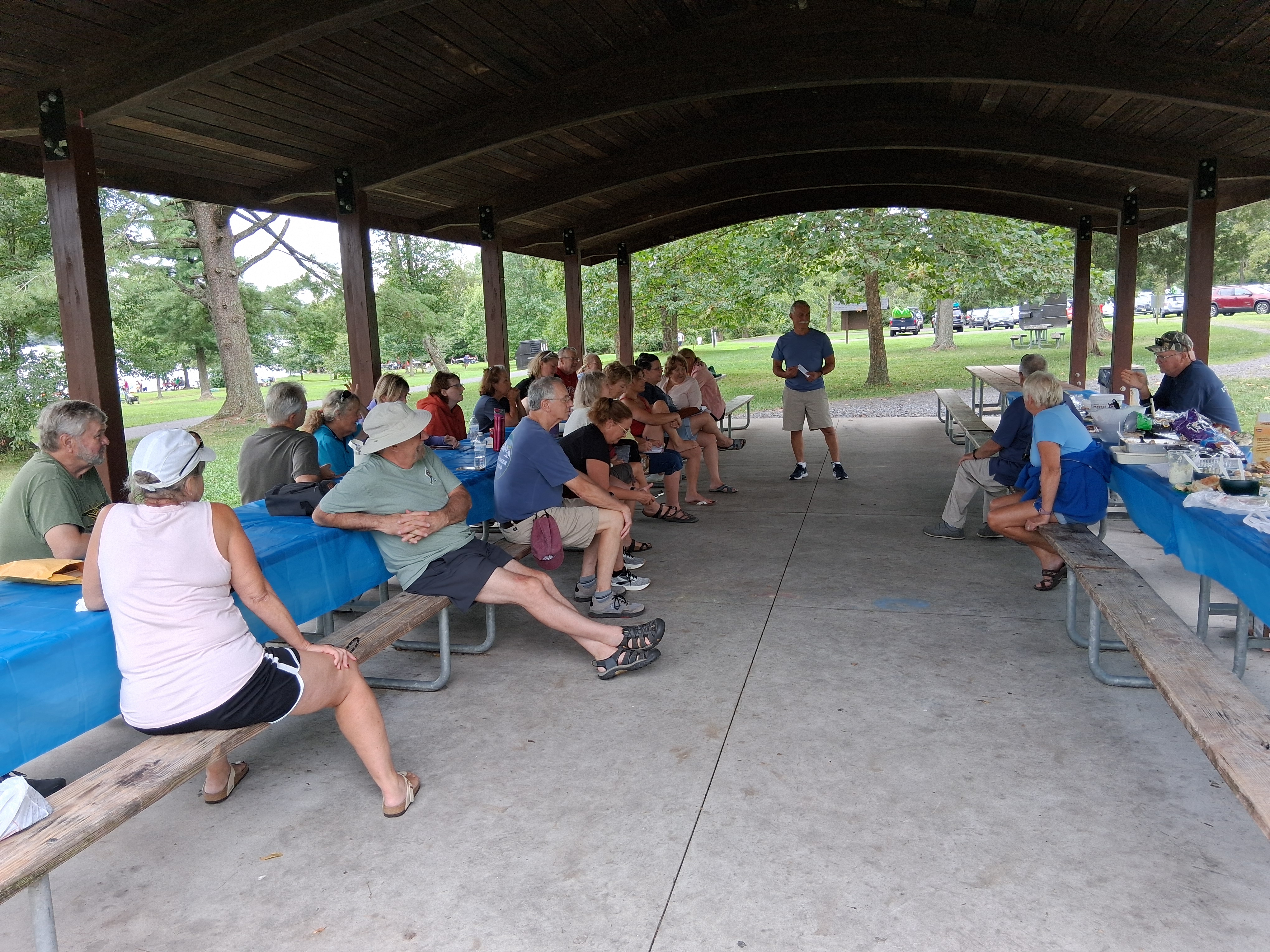 Dave conducting business portion of picnic