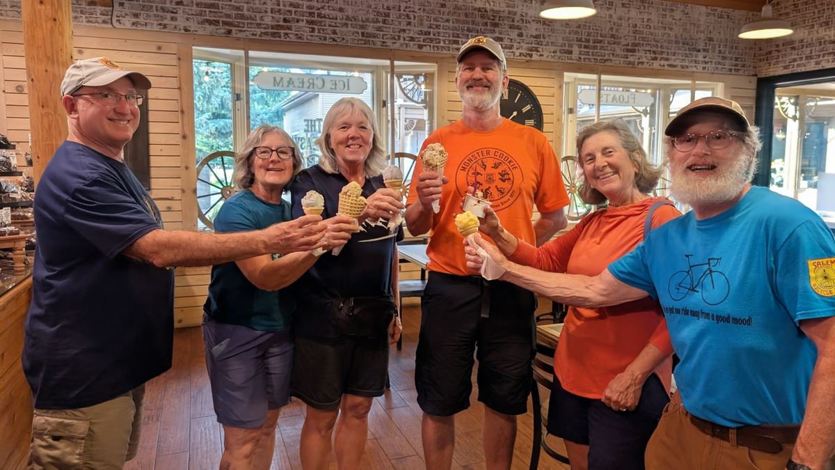 Group enjoying a treat after the long day