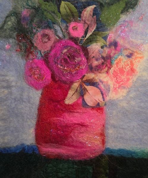 Abstract Flower Pink Vase with Rita Chester