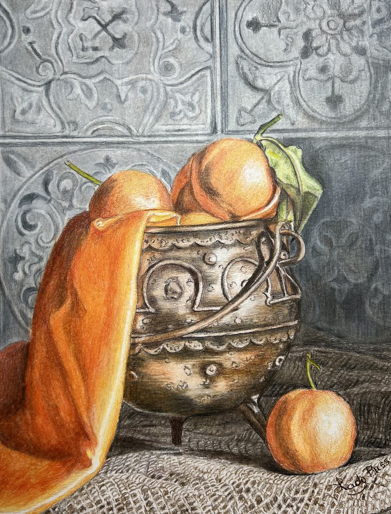 Copper Pot and Oranges with Lady Russ