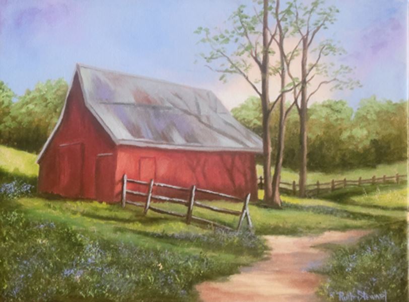 Red Barn in Water Miscible Oil with Ruth Stewart