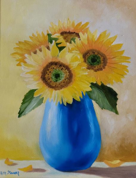 Beginning Oils Sunflowers in Blue with Ruth Stewart