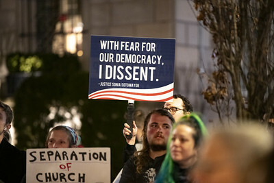 Democracy protest with sign I dissent Sotomayor