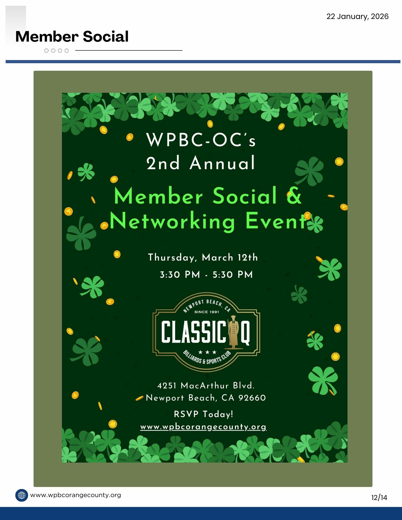 Upcoming Events - Member Social 