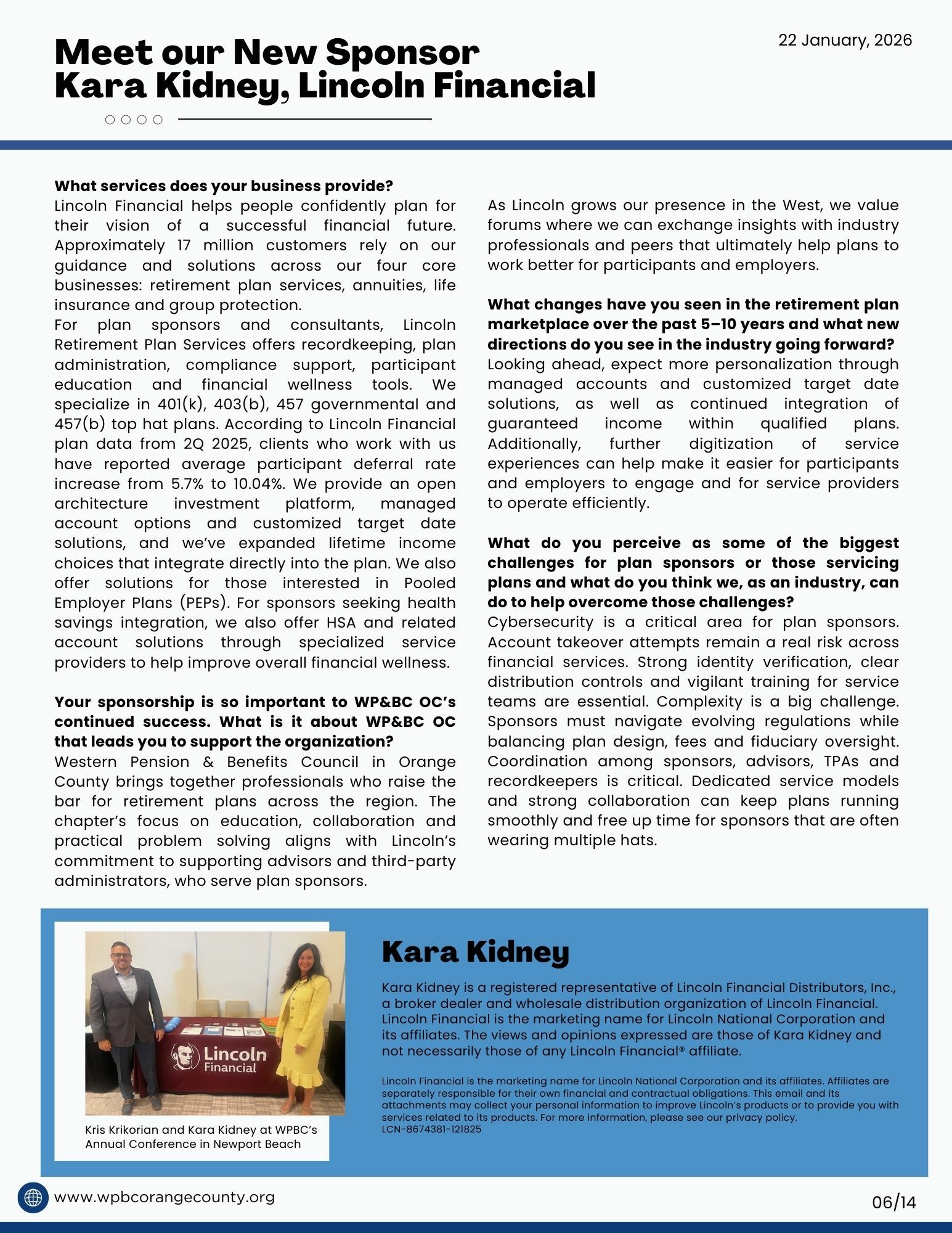 New Sponsor - Lincoln Financial