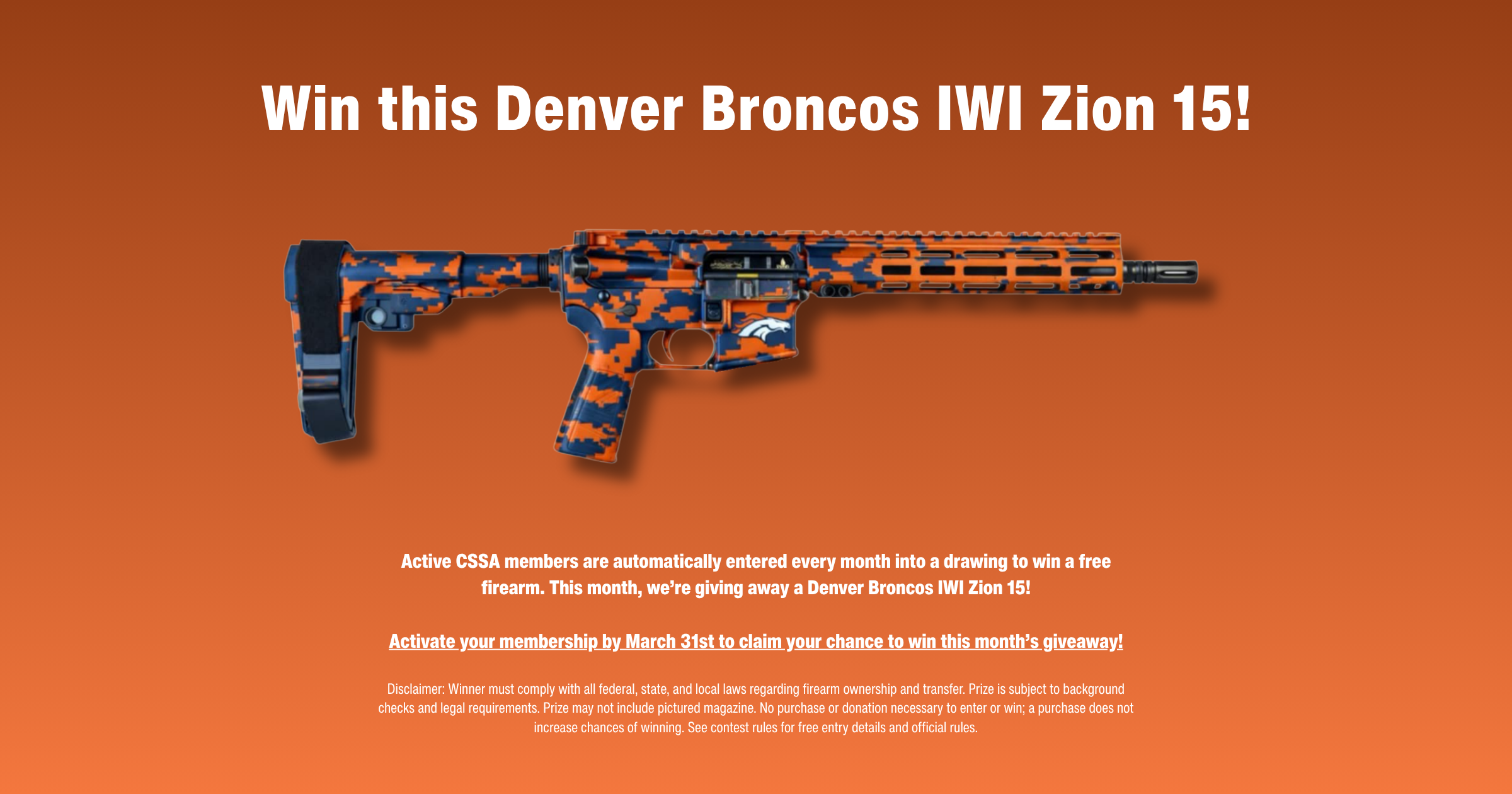 Join CSSA for Your Chance to Win a Free Gun!