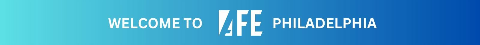 Welcome to AFE Philadelphia on blue gradient background