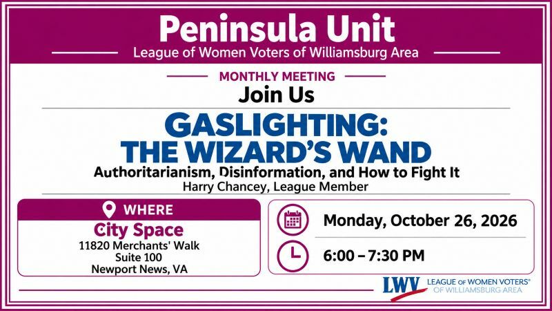 Peninsula Unit meeting on October 26, 2026