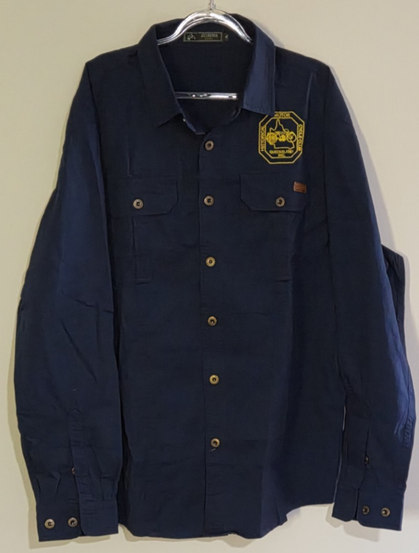 Navy long sleeved 100% cotton shirt