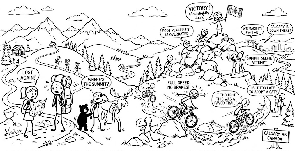 hikers bikers scramblers stick figures