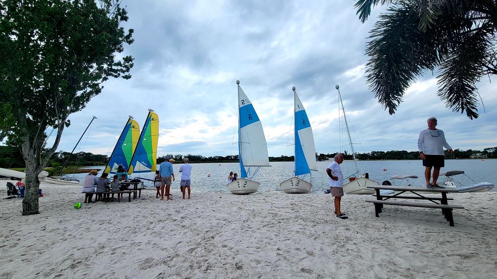 Sailboats on the beach at Lake Avalon
