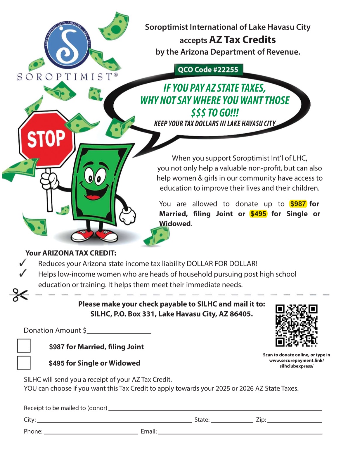 2025 26 Tax Credit Flyer with QR Code