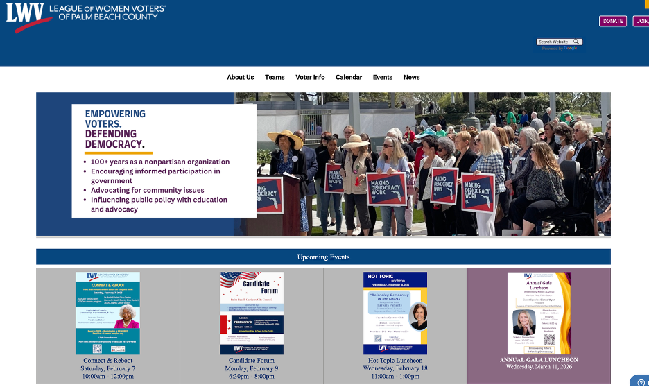 LWVPBC Website header