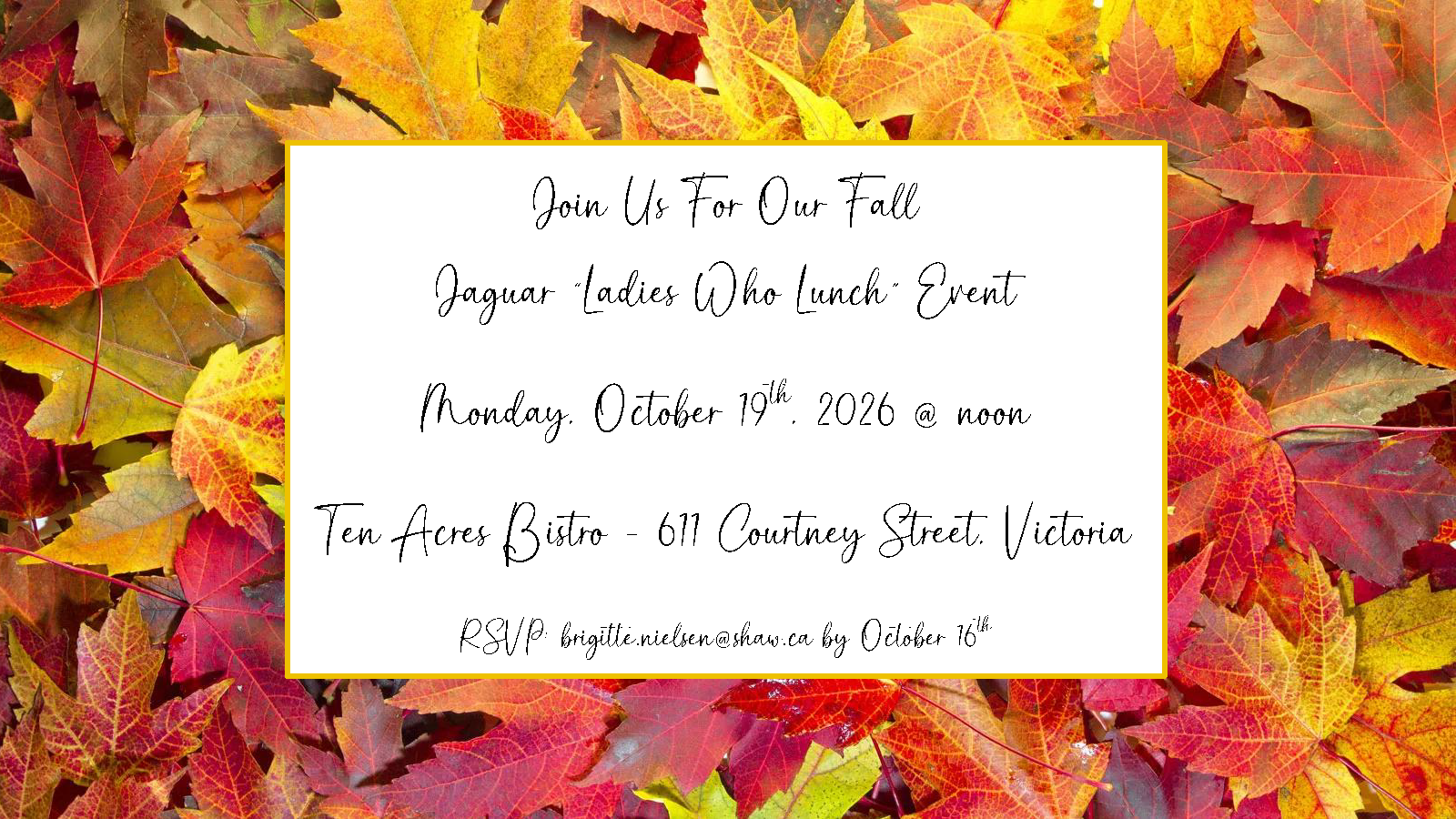 Fall Jaguar “Ladies Who Lunch” Event - 10/19/2026