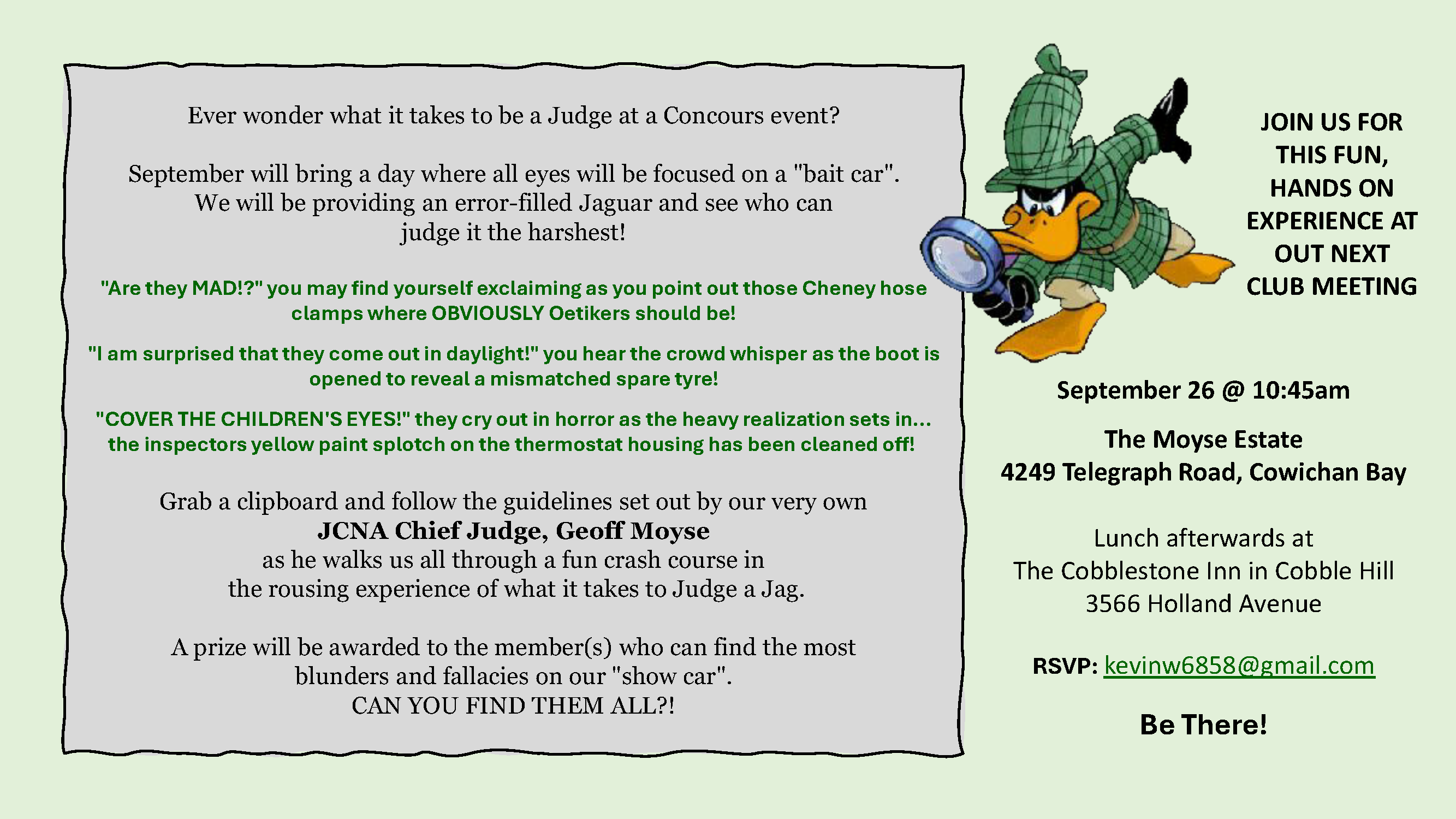 September 26 Club Meeting - 9/26/2026