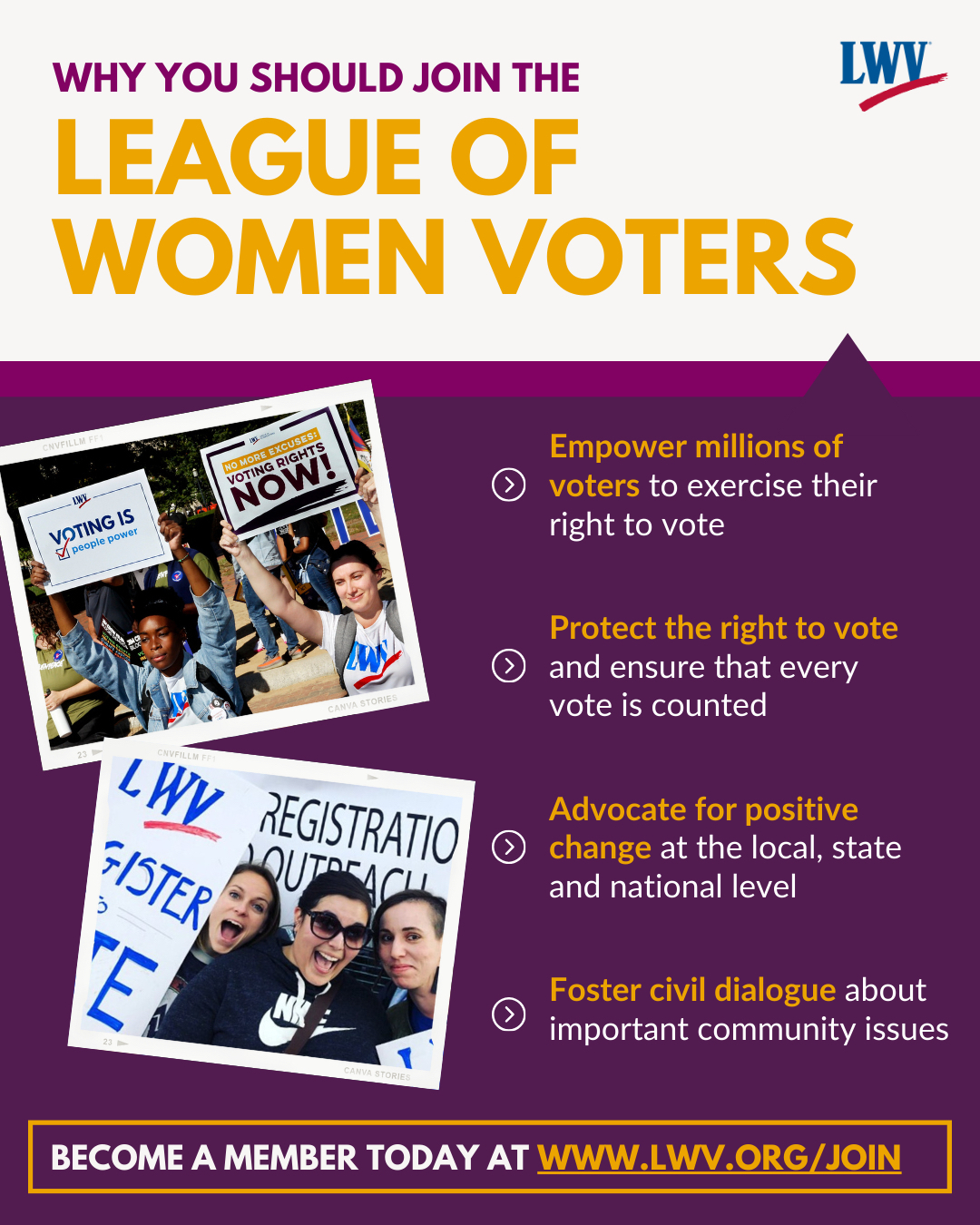  Why You Should Join LWV poster