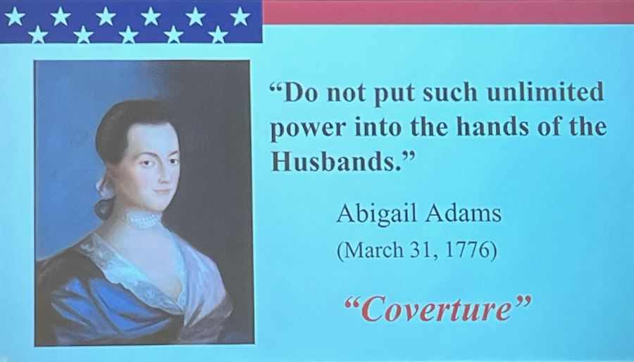 Abigail Adams quotation on screen 