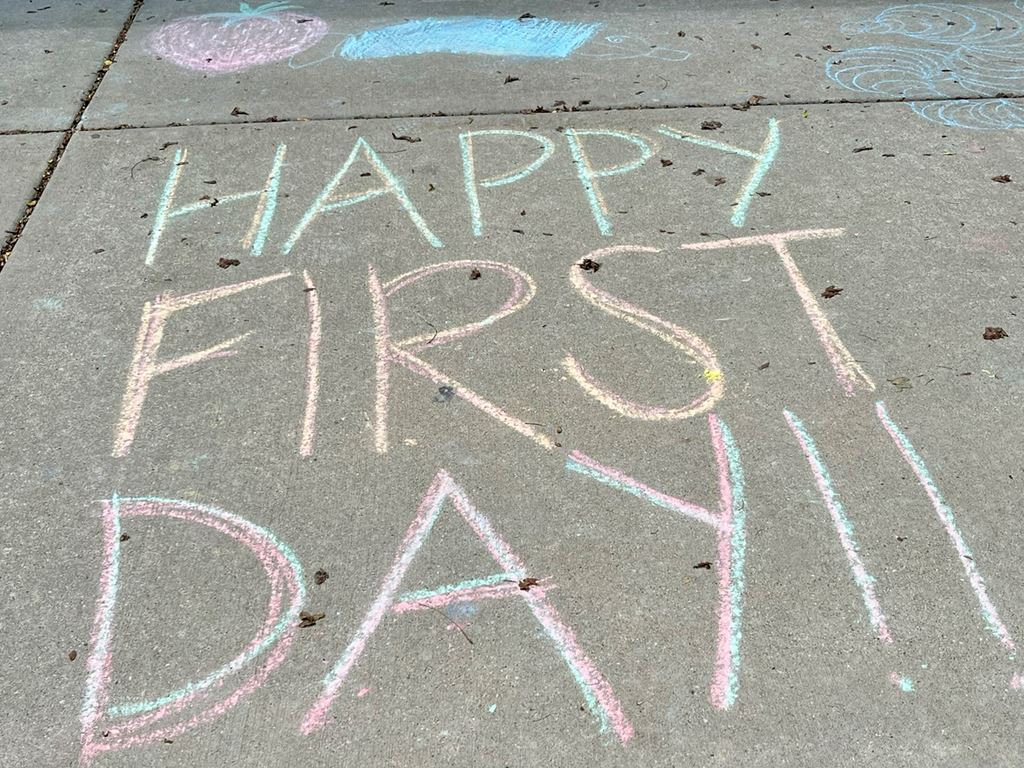 Happy First Day chalking