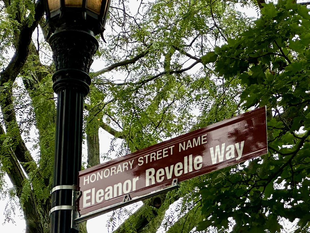 New Eleanor Revelle honorary street sign from the City of Evanston