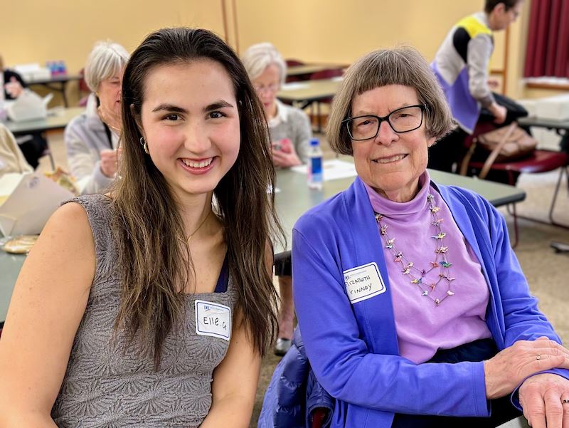 Eleanor Ghogomu, with LWVE member Elizabeth Kinney