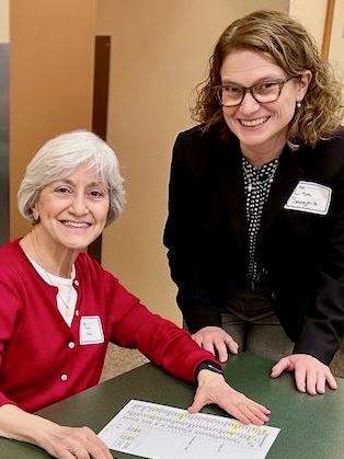 LWVE Co-Presidents Vlahos and Lisa Seegers