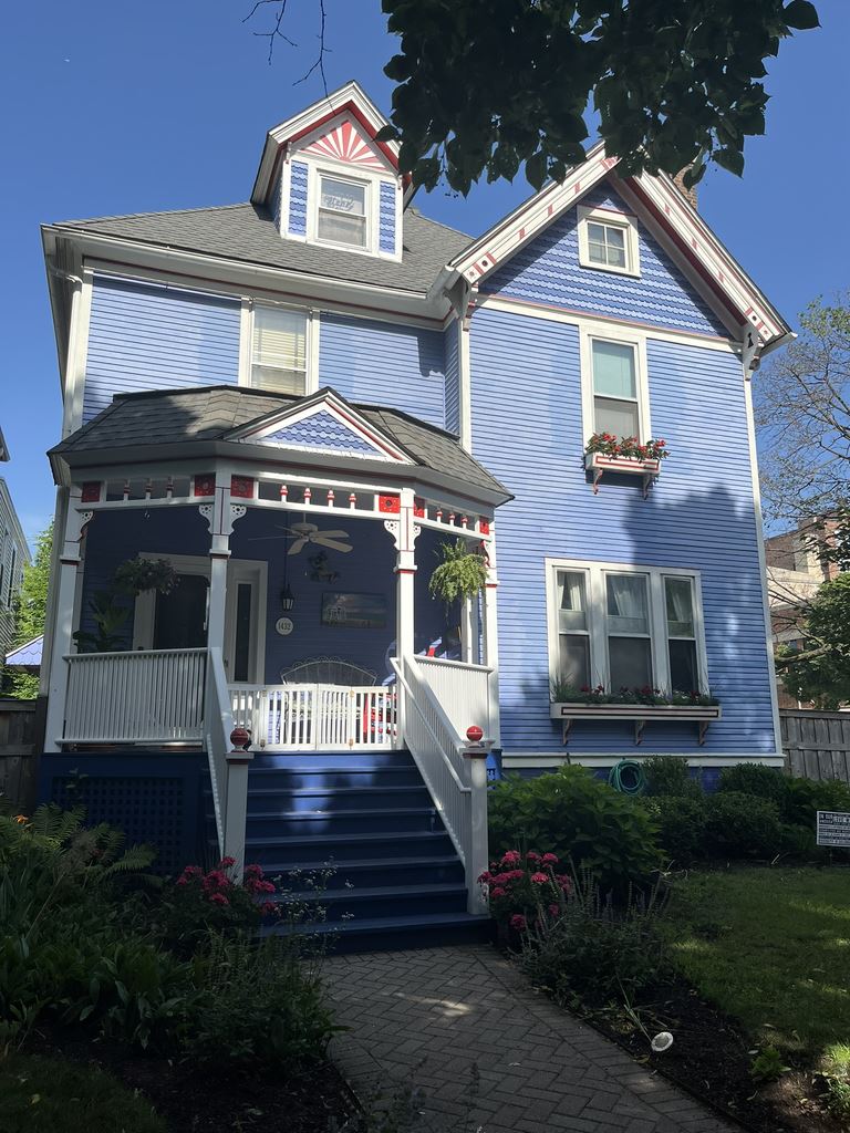 house painted in red, white, blue
