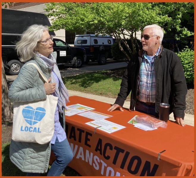 The Climate Action Evanston table at the Evanston Farmers Market.