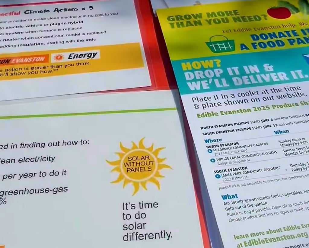 Climate Action Evanston handouts at the Farmers Market.