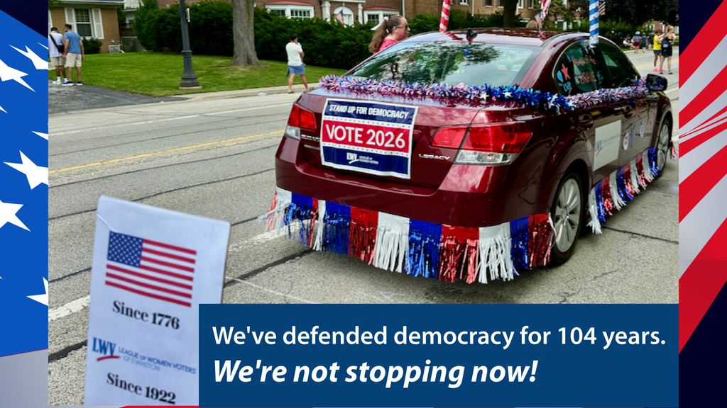 LWVE July 4th Parade car and signs