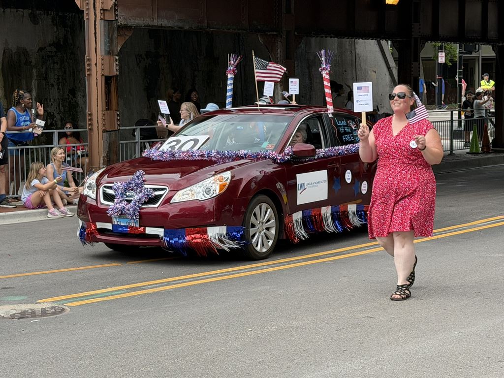 july 4 parade LWVE car with Katie
