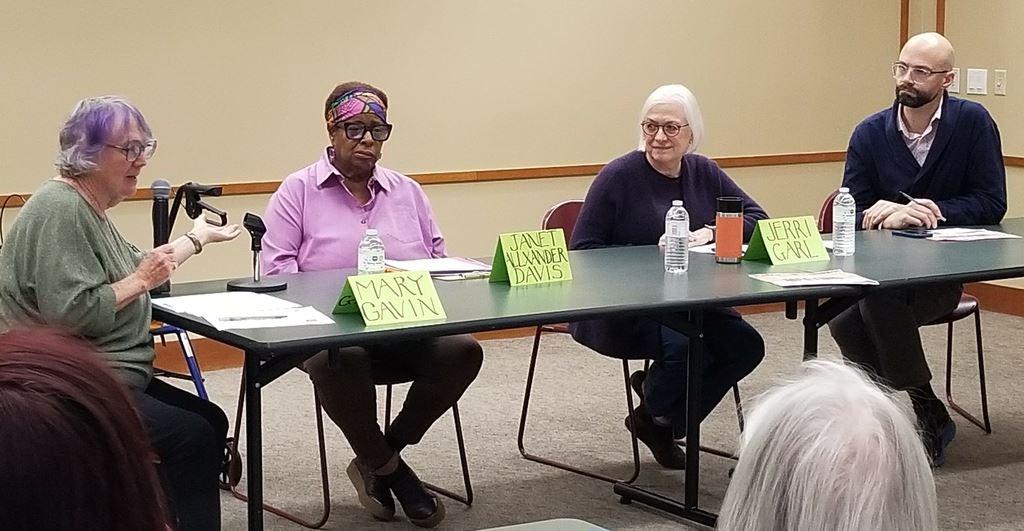 LWVE-member Mary Gavin moderated the Environmental Justice panel discussion.