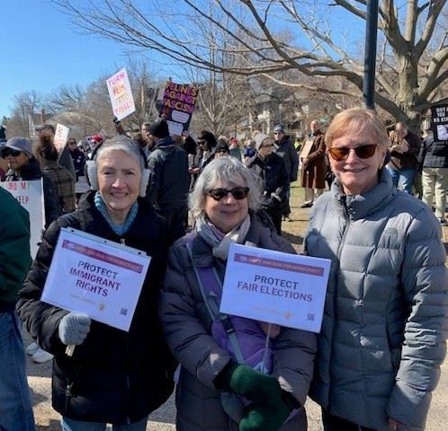 Paula, Joan, and Eleanor at no kingd protest