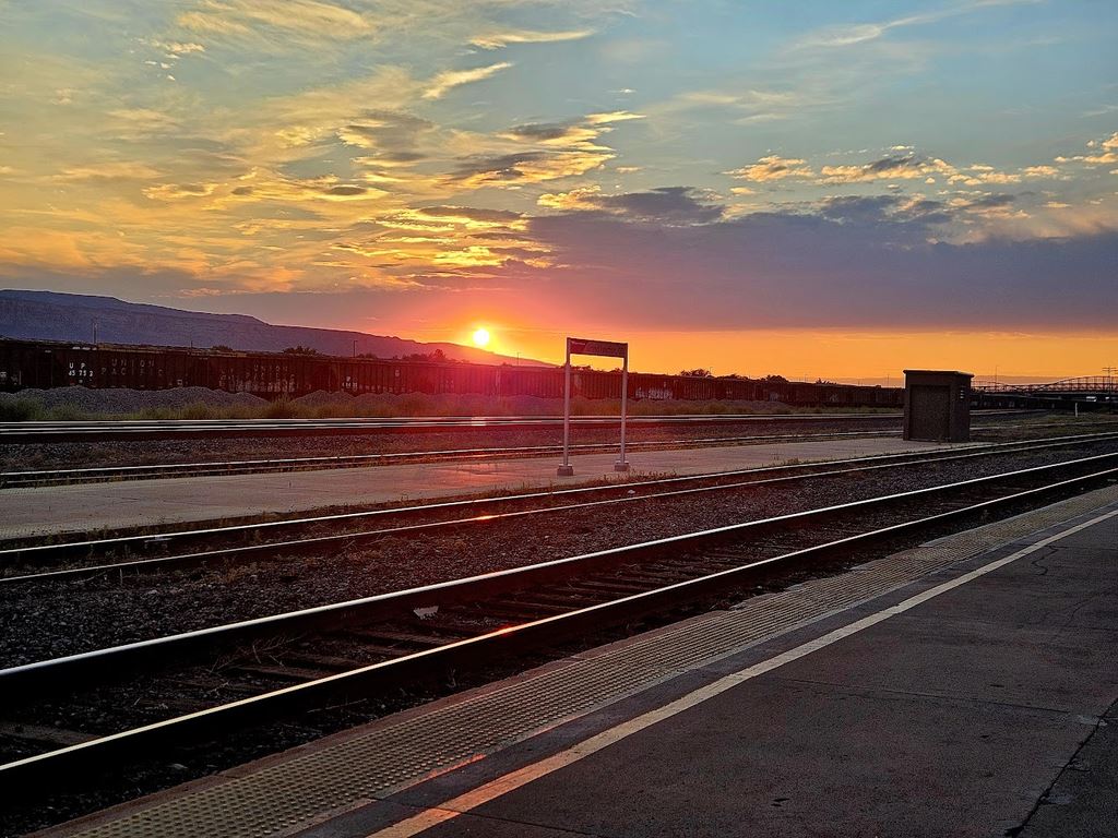 Train track at sunset