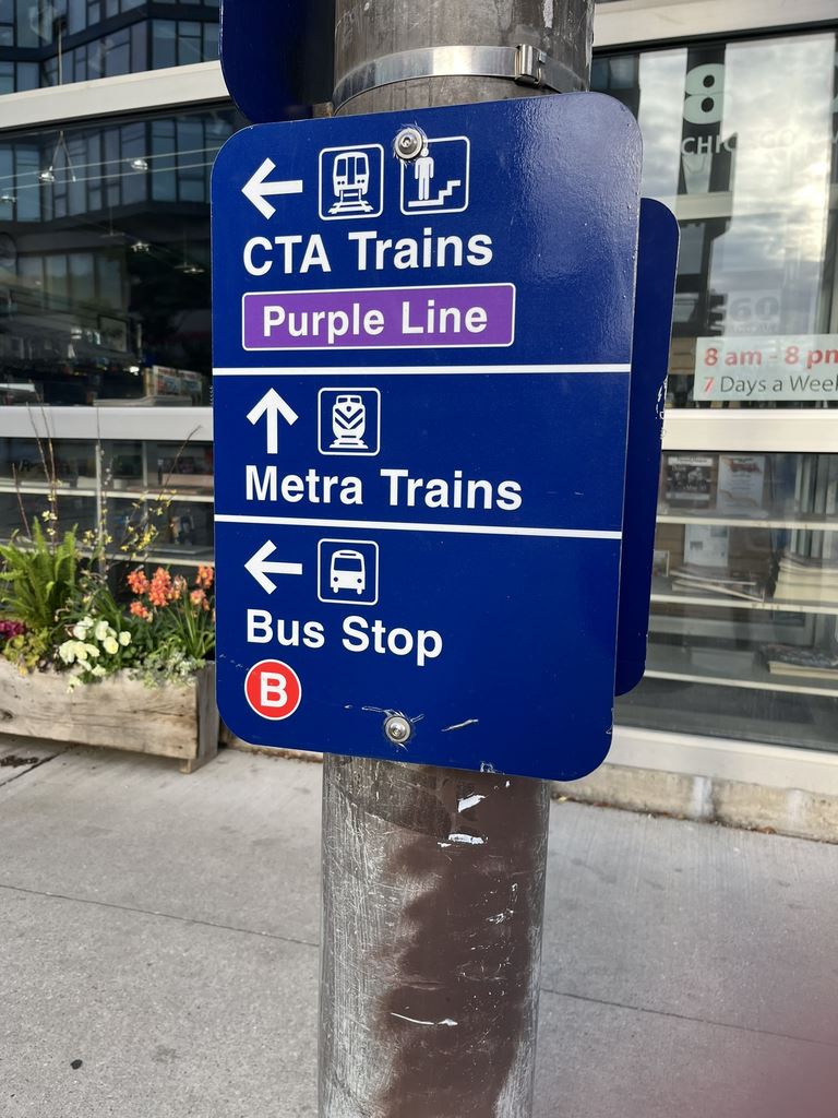 Sign for el/Metra/bus