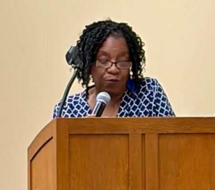 LWVE member Willie Shaw Introduces Environmental Justice Panel.