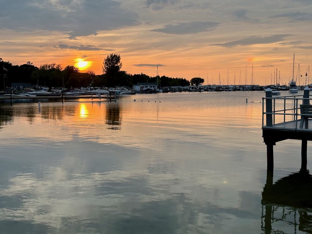 harbor at sunset