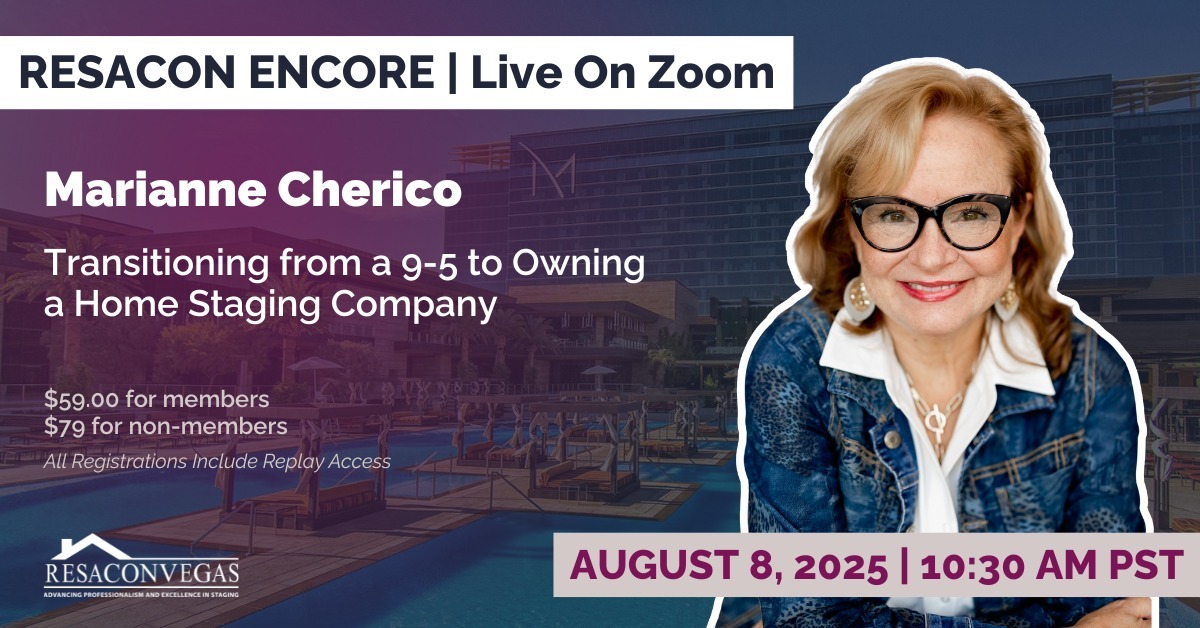 Sign up to join us on zoom to learn how to transition from a 9 to 5 to a full time career in staging