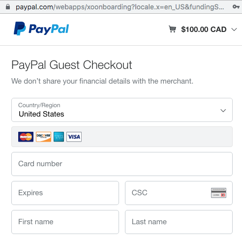 PayPal Guest checkout