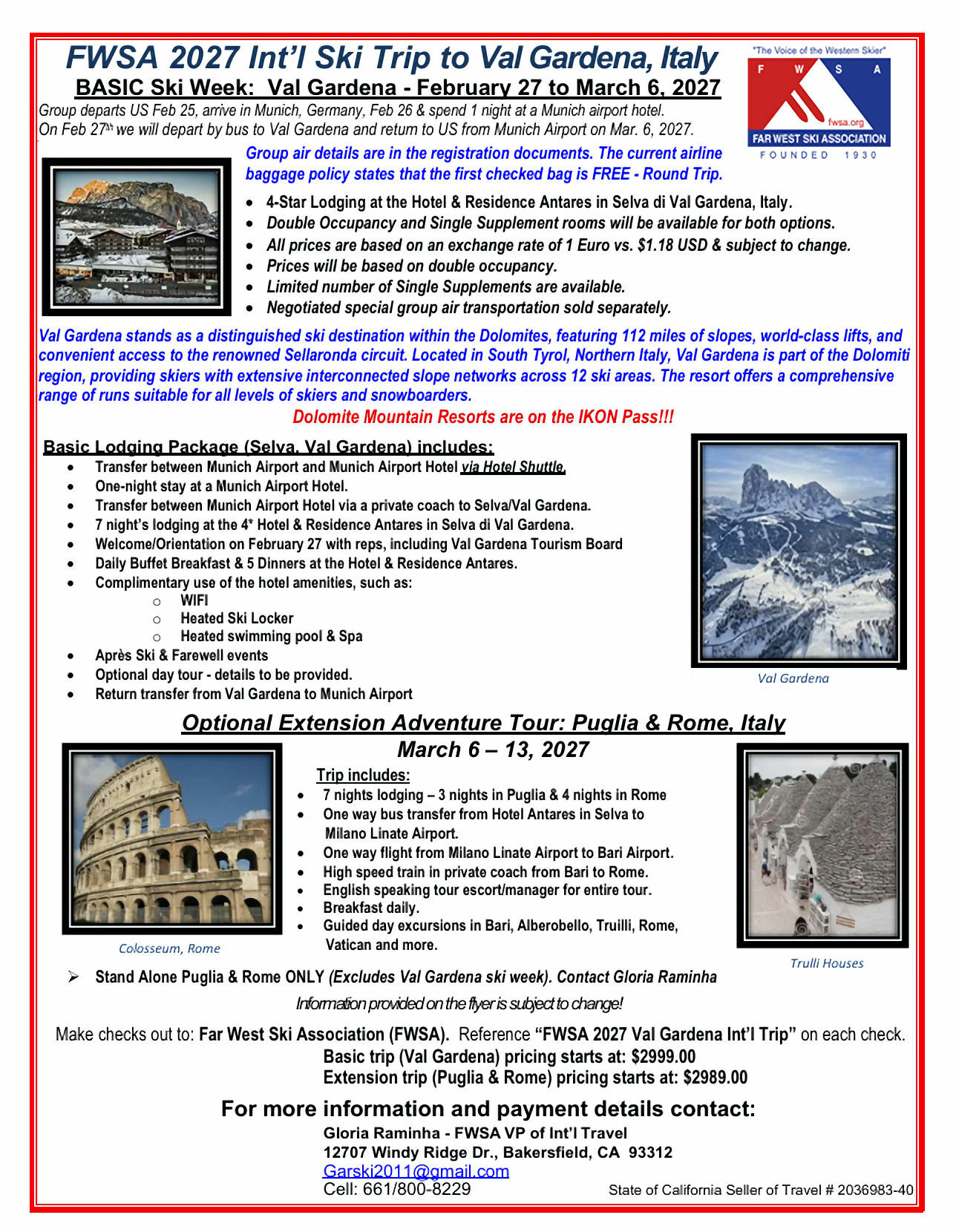 Far West Ski Association Val Gardena Flyer