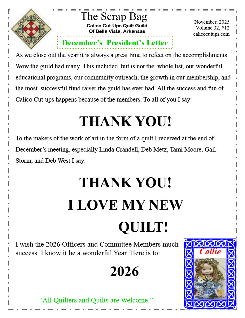 2025 Dec President Letter