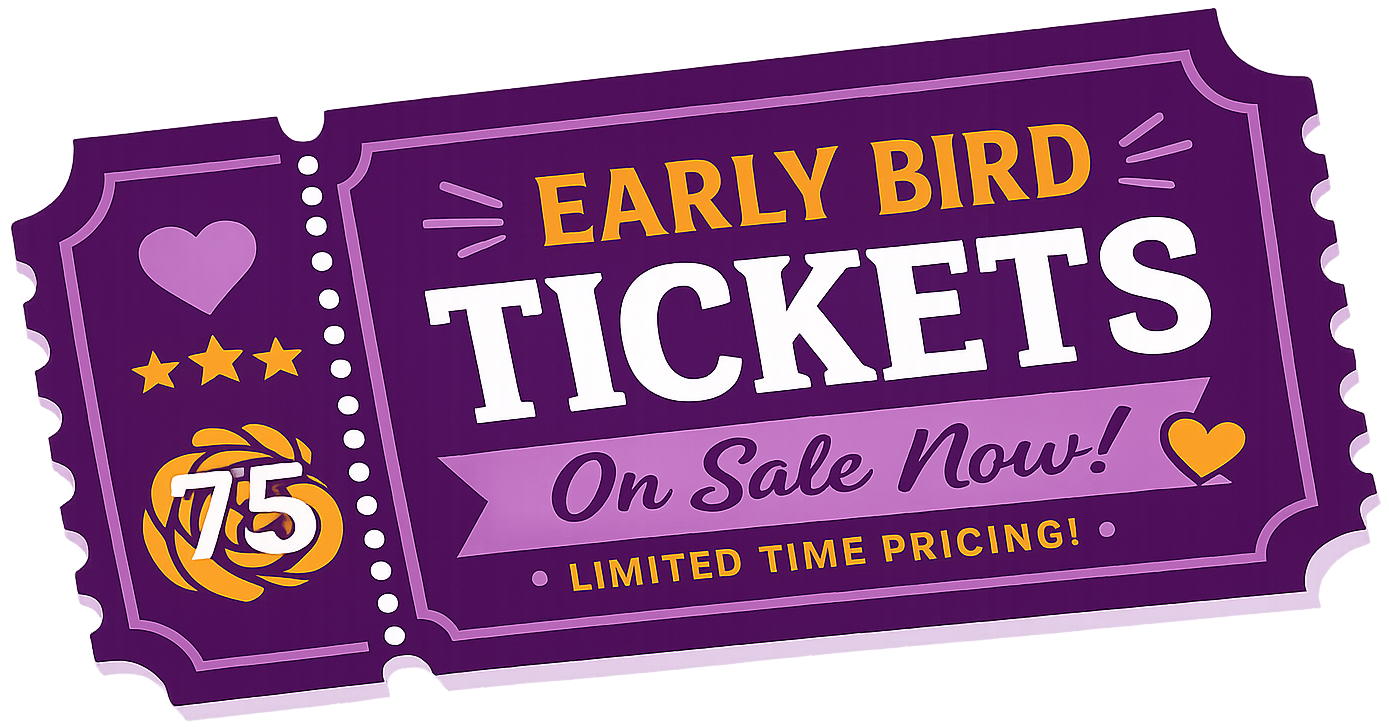 a graphic of a ticket for the Women’s Equality Day event. It reads: Early Bird Tickets on sale now