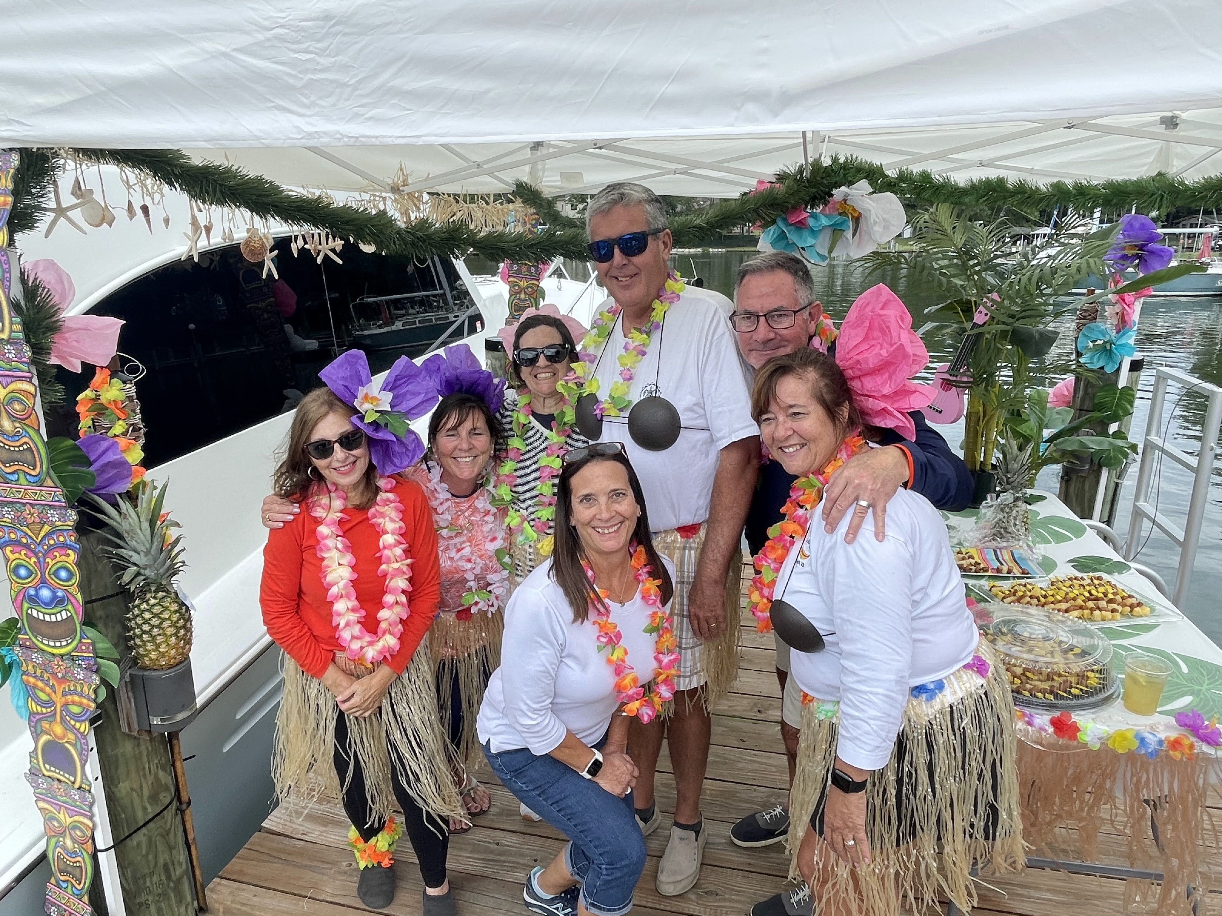 Hawaiian party on dock