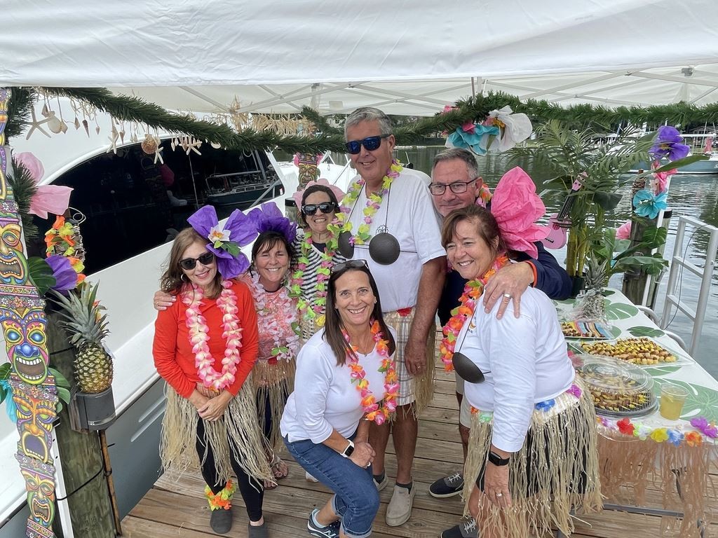 Hawaiian party on dock