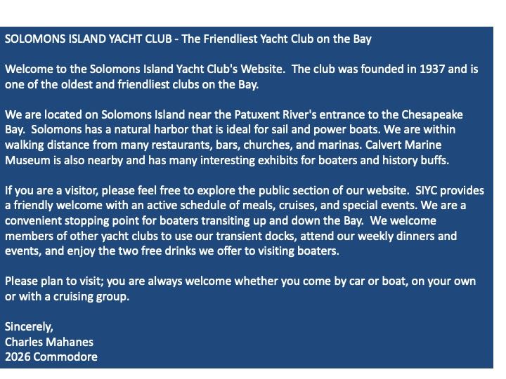 Commodore Welcome 2026