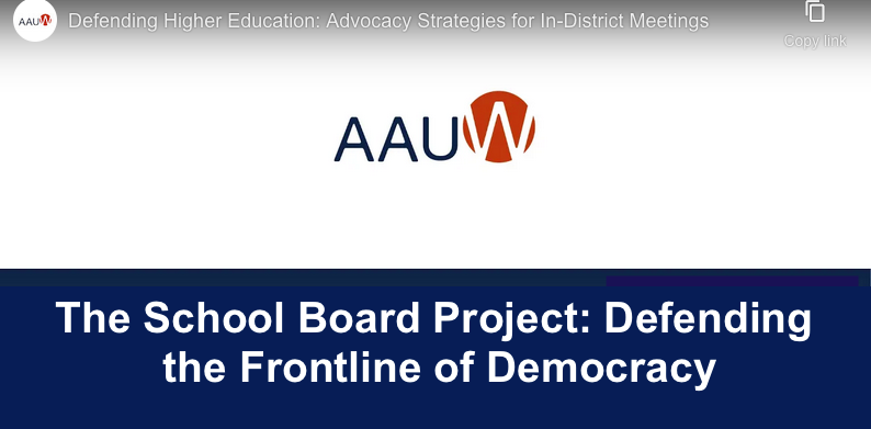 Featured Community Event: American Association of University Women (AAUW) 'AAUW School Board Project Defending the Frontline of Democracy event