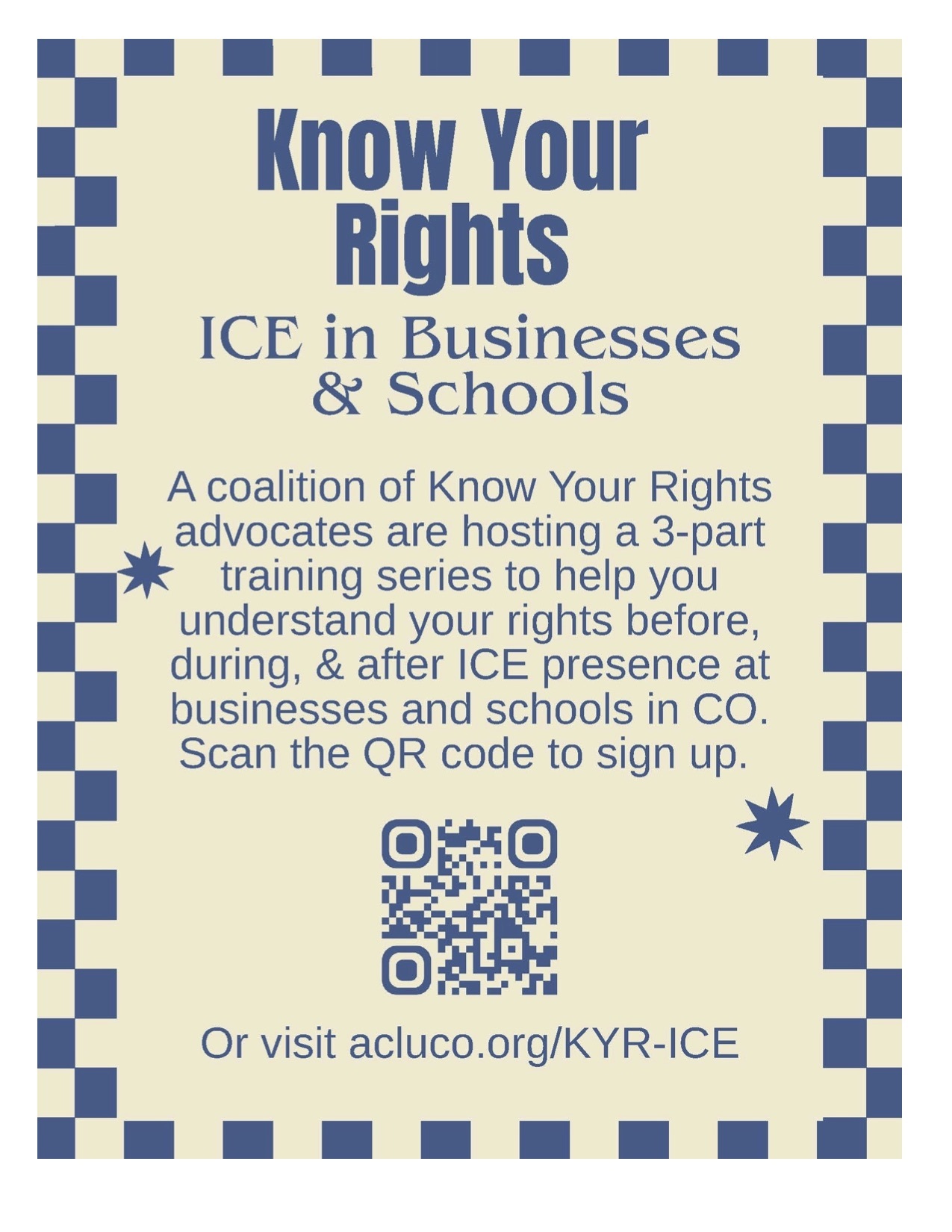 Featured Community Event: ACLU CO Know Your Rights Training event